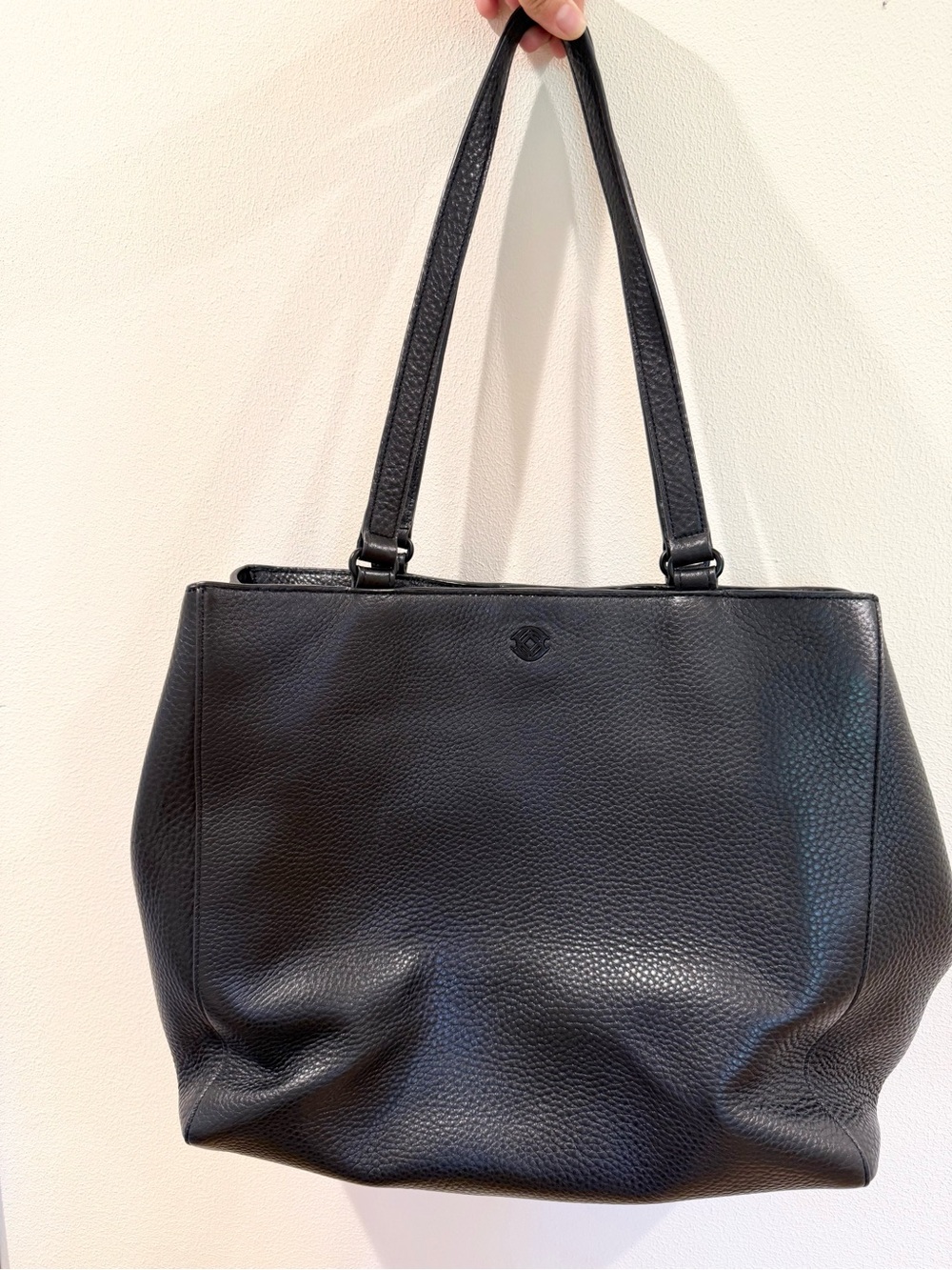 Dagne Dover Allyn Leather Tote Large Onyx Black Pebbled Bag